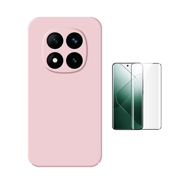 Kit Película de Vidro Temperado Gorilasglass Curvado + Capa Proteção Silicone Gift4Me Para Xiaomi Redmi Note 14 Pro + Plus - Rosa