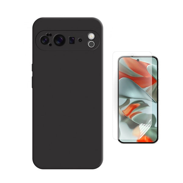 Kit Película Protectora de Hydrogel Frente + Capa Proteção Silicone GIFT4ME Para Google Pixel 10 Pro - Preto