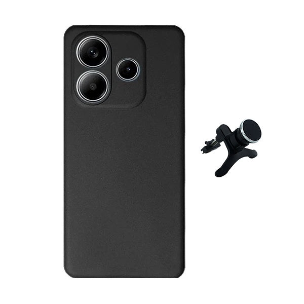 Kit Suporte Magnético Com Pernas + Capa Proteção Silicone Gift4Me Para Xiaomi Redmi Note 14 4G - Preto