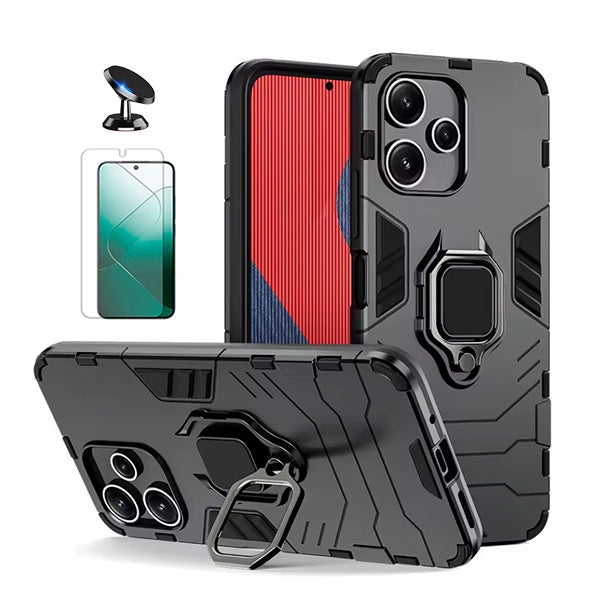 Kit Película Protectora de Hydrogel Frente + Capa de Proteção Militar Magnética + Suporte Magnético GIFT4ME Para Nokia Galaxy M32 5G - Preto