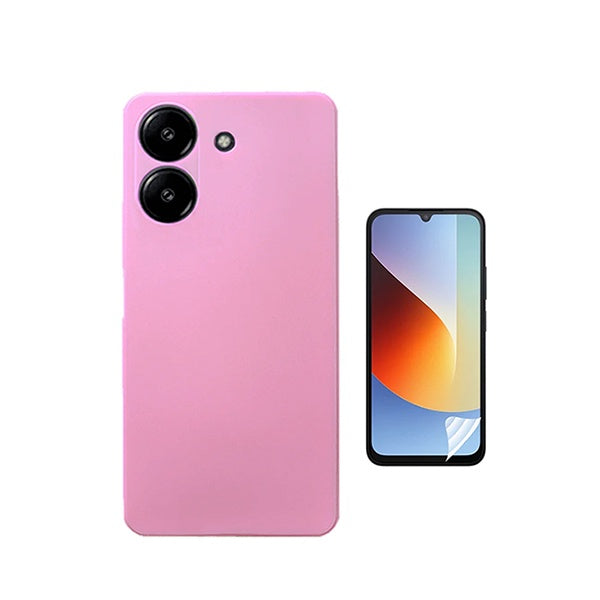 Kit Película Protectora de Hydrogel Frente + Capa Proteção Silicone GIFT4ME Para Xiaomi Redmi A7 - Rosa