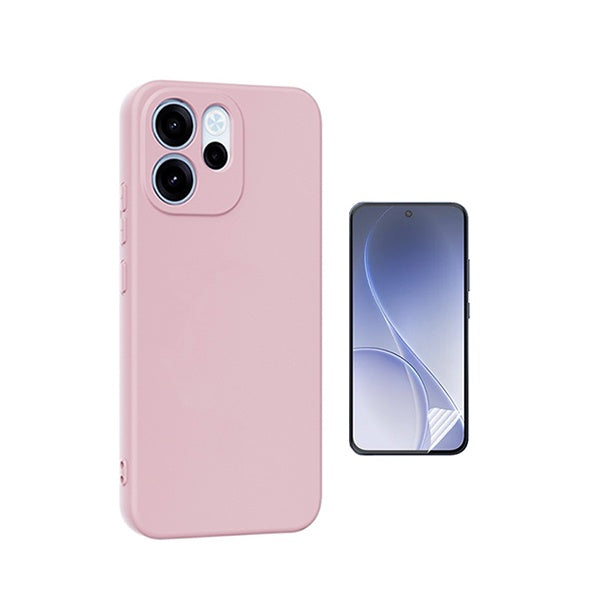 Kit Película Protectora de Hydrogel Frente + Capa Proteção Silicone GIFT4ME Para Oppo Reno15 F - Rosa