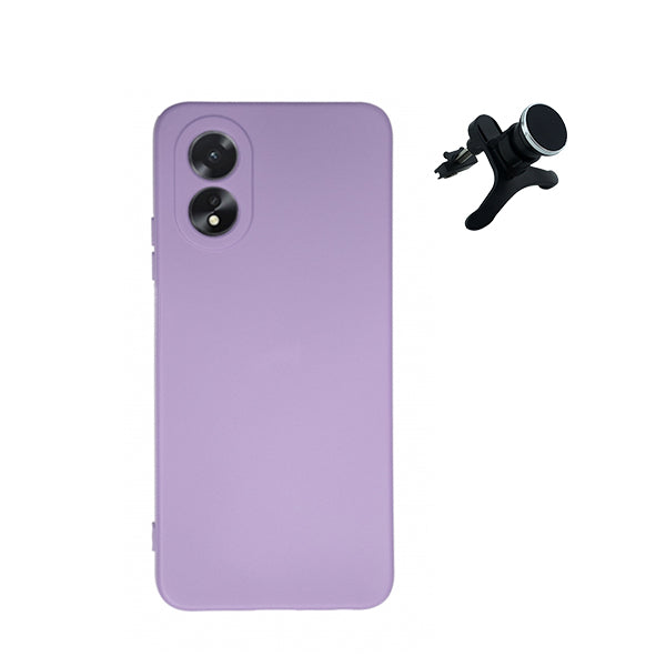 Kit Suporte Magnético Com Pernas + Capa Proteção Traseira Silicone GIFT4ME para Oppo A18 - Roxo