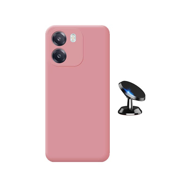 Kit Suporte Magnético + Capa Proteção Silicone GIFT4ME Para Oppo A6 - Rosa