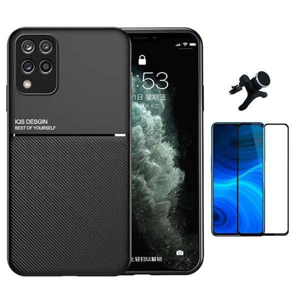 Kit Capa Traseira Magnética Anti Choque + Película de Vidro Temperado Gorilasglass + GIFT4ME Para Samsung M33 5G - Preto
