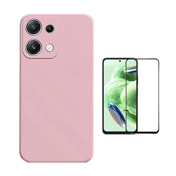 Kit Película de Vidro Temperado Gorilasglass + Capa Proteção Silicone GIFT4ME Para Xiaomi Redmi Note 14S - Rosa