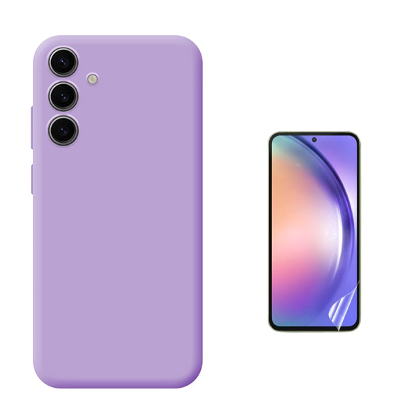 Kit Película Protectora de Hydrogel Frente + Capa Proteção Silicone GIFT4ME Para Samsung Galaxy A36 - Roxo
