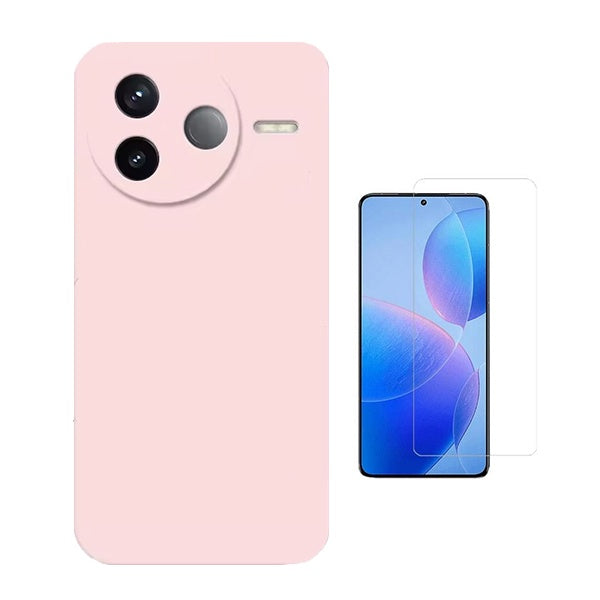 Kit Vidro Temperado Cleargorilasglass + Capa Proteção Silicone GIFT4ME Para Xiaomi Poco F7 Pro - Rosa