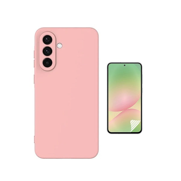 Kit Película Protectora de Hydrogel Frente + Capa Proteção Silicone GIFT4ME Para Samsung Galaxy A37 5G - Rosa