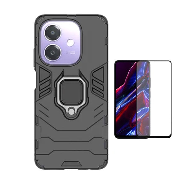 Kit Película de Vidro Temperado Gorilasglass + Capa de Proteção Militar Magnética GIFT4ME Para Oppo A3 4G - Preto