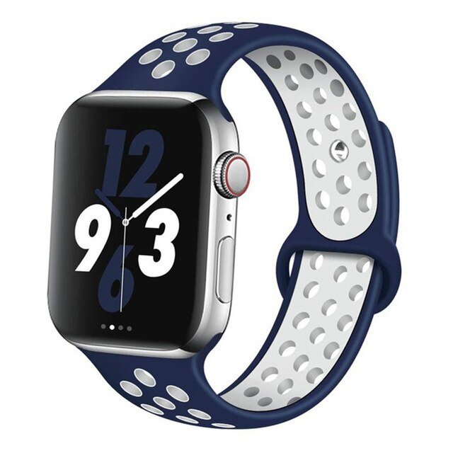 Bracelete Desportiva GIFT4ME Para Apple Watch Series 12 - 42mm - Azul Escuro / Branco