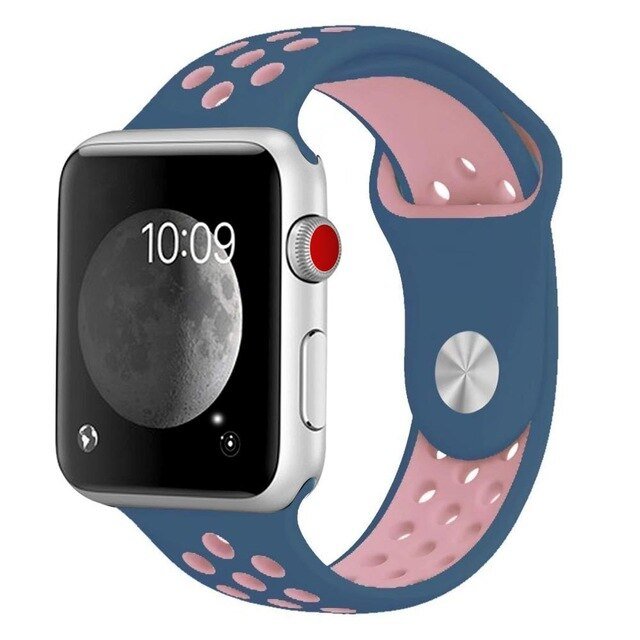 Bracelete Desportiva GIFT4ME Para Apple Watch Series 12 - 46mm - Azul Escuro / Rosa