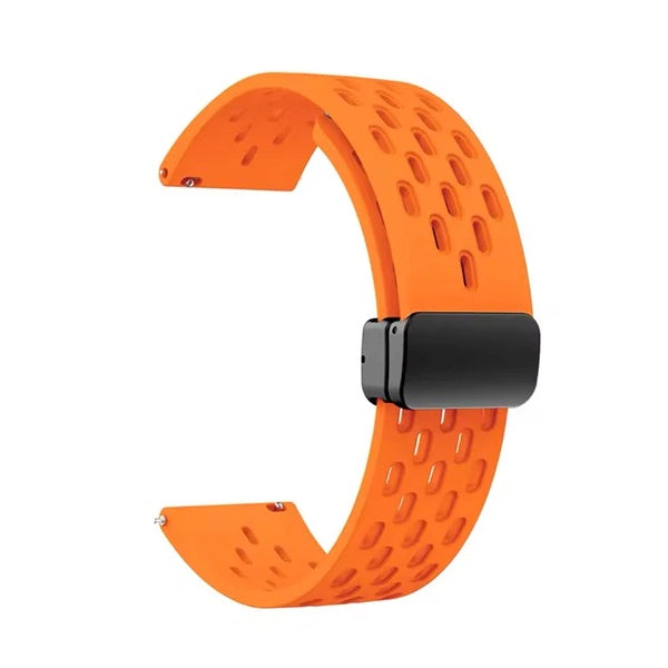 Bracelete Silicone Respirável Magnética GIFT4ME Para Garmin Forerunner 570 - 42mm - Laranja
