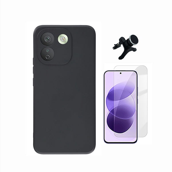 Kit Vidro Temperado Cleargorilasglass + Capa Proteção Silicone + Suporte Reforçado de Carro GIFT4ME Para Xiaomi Redmi Note 17 Pro Max 5G - Preto