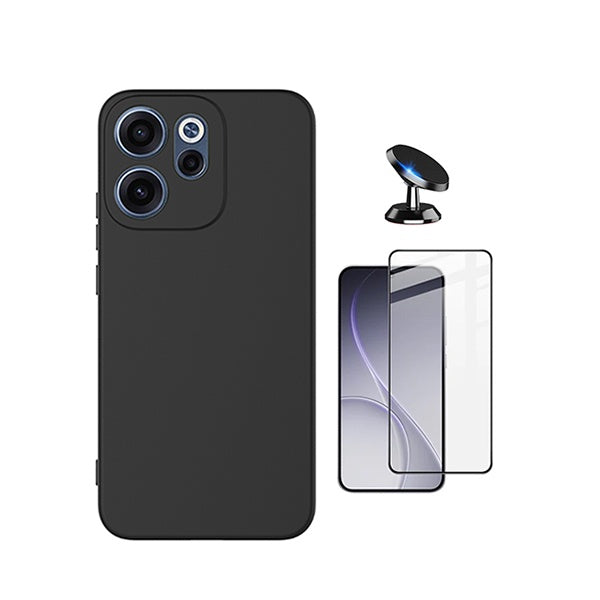 Kit Película de Vidro Temperado Gorilasglass + Capa Proteção Silicone + Suporte Magnético GIFT4ME Para Oppo Reno15 Pro - Preto