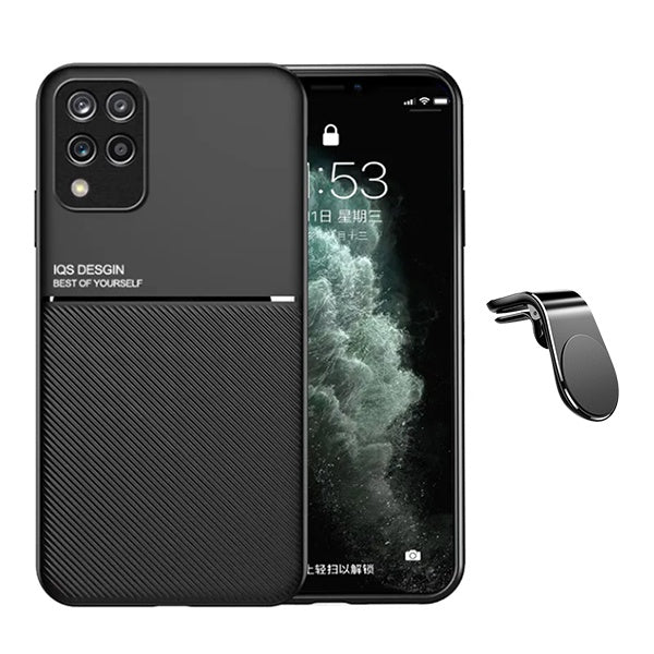Kit Capa Traseira Magnética Anti Choque + Suporte de Carro Magnético L GIFT4ME Para Samsung M33 5G - Preto