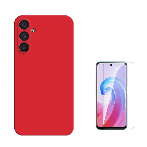 Kit Vidro Temperado Cleargorilasglass + Capa Proteção Silicone GIFT4ME Para Samsung Galaxy A36 5G - Vermelha