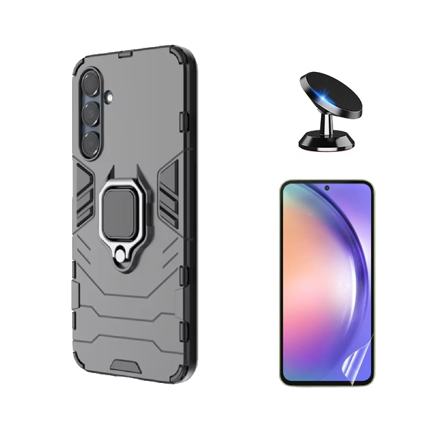 Kit Película Protectora de Hydrogel Frente + Capa de Proteção Militar Magnética + Suporte Magnético GIFT4ME Para Samsung Galaxy A56 5G - Preto