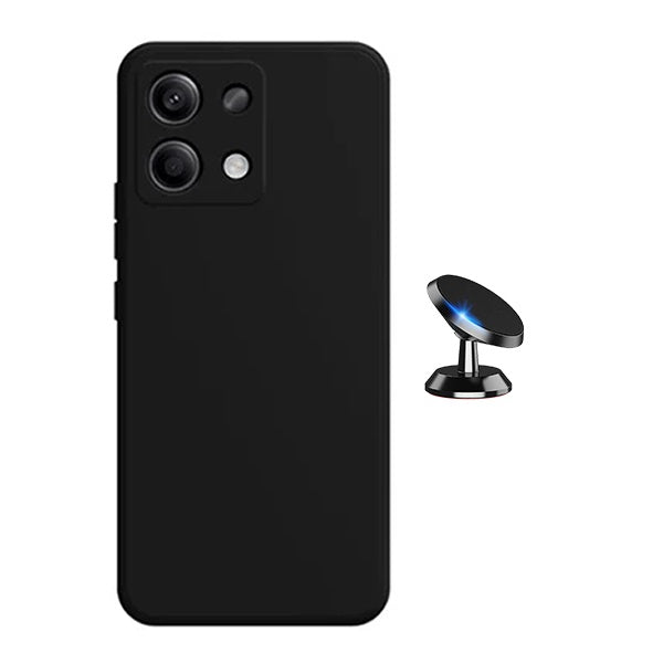 Kit Suporte Magnético + Capa Proteção Silicone GIFT4ME Para Xiaomi Redmi Note 14S - Preto