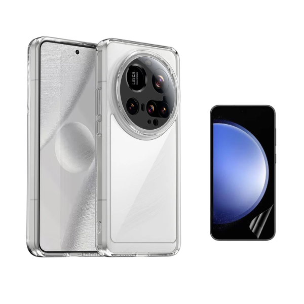Kit Capa Traseira Super Proteção + Película de Hydrogel Frente Transparente Gift4Me Para Xiaomi 15 Ultra - Transparente