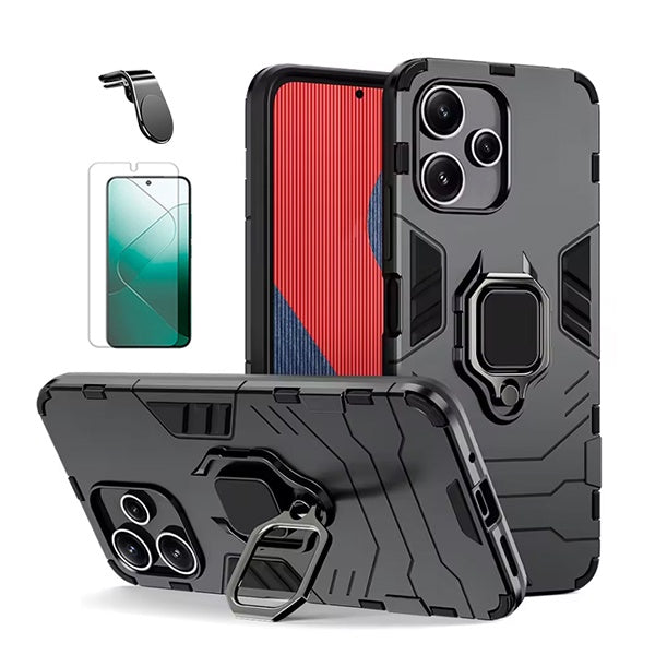 Kit Película Protectora de Hydrogel Frente + Capa de Proteção Militar Magnética + Suporte de Carro Magnético L GIFT4ME Para Nokia Galaxy M32 5G - Preto