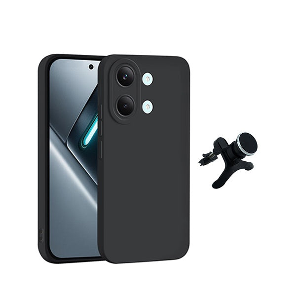 Kit Suporte Magnético Com Pernas + Capa Proteção Silicone GIFT4ME Para Xiaomi Poco X8 Pro Max 5G - Preto