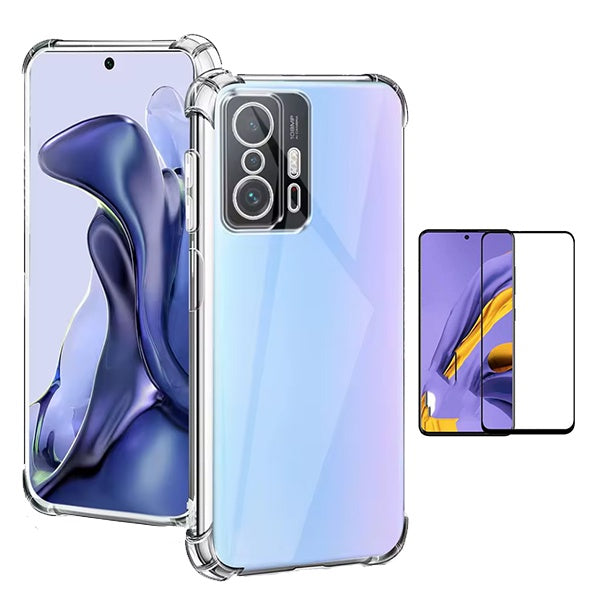 Kit Capa Super Proteção + Película de Vidro Temperado Gorilasglass Gift4Me Para Xiaomi 11T - Transparente