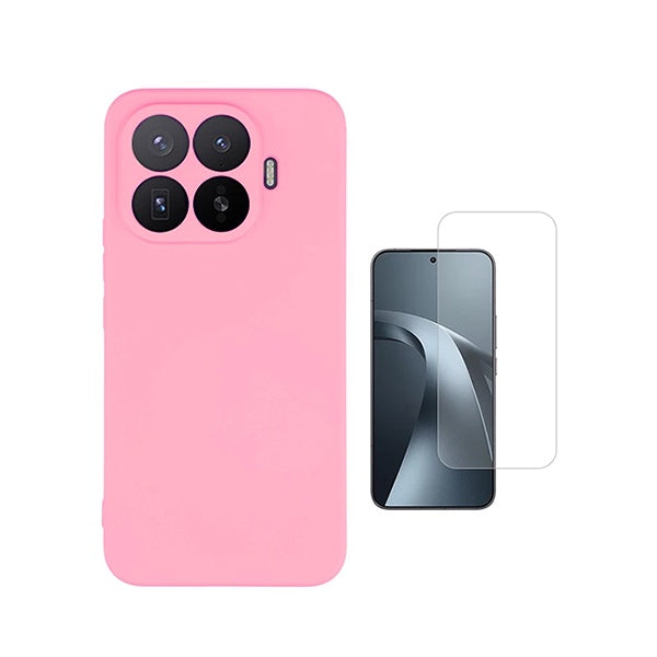 Kit Vidro Temperado Cleargorilasglass + Capa Proteção Silicone GIFT4ME Para Xiaomi 17T 5G - Rosa