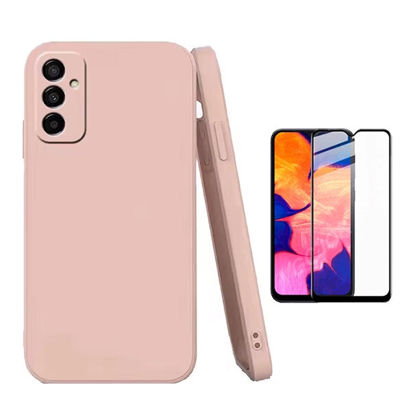 Kit Película de Vidro Temperado Gorilasglass + Capa Proteção Silicone Gift4Me Para Samsung Galaxy M23 5G - Rosa
