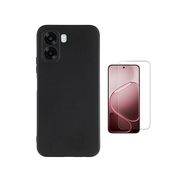 Kit Vidro Temperado Cleargorilasglass + Capa Proteção Silicone GIFT4ME Para Oppo A6x - Preto