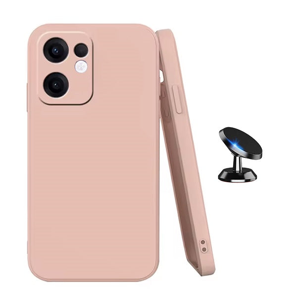 Kit Suporte Magnético + Capa Proteção Silicone GIFT4ME Para Oppo Reno13 F 4G - Rosa