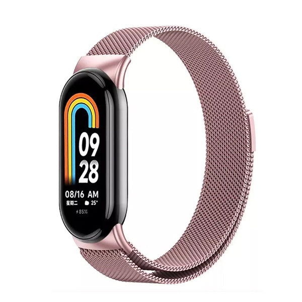 Bracelete Milanese Com Fecho Magnético Gift4Me Para Xiaomi Mi Band 9 - Rosa
