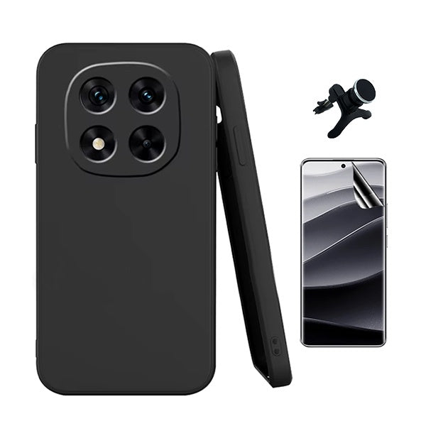Kit Película Protectora de Hydrogel Frente + Capa Proteção Silicone + Suporte Reforçado de Carro Gift4Me Para Xiaomi Redmi Note 14 Pro - Preto