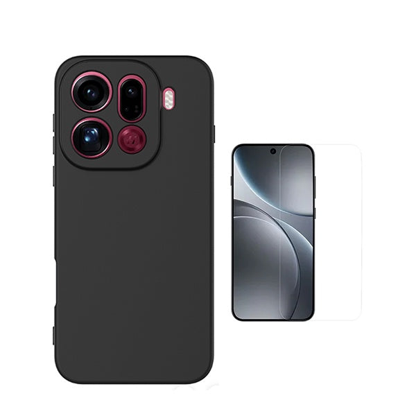Kit Vidro Temperado Cleargorilasglass + Capa Proteção Silicone GIFT4ME Para Oppo Find X9 Pro - Preto