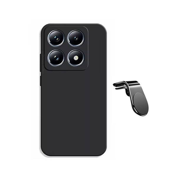 Kit Suporte de Carro Magnético L + Capa Proteção Silicone GIFT4ME Para Xiaomi 15T 5G - Preto