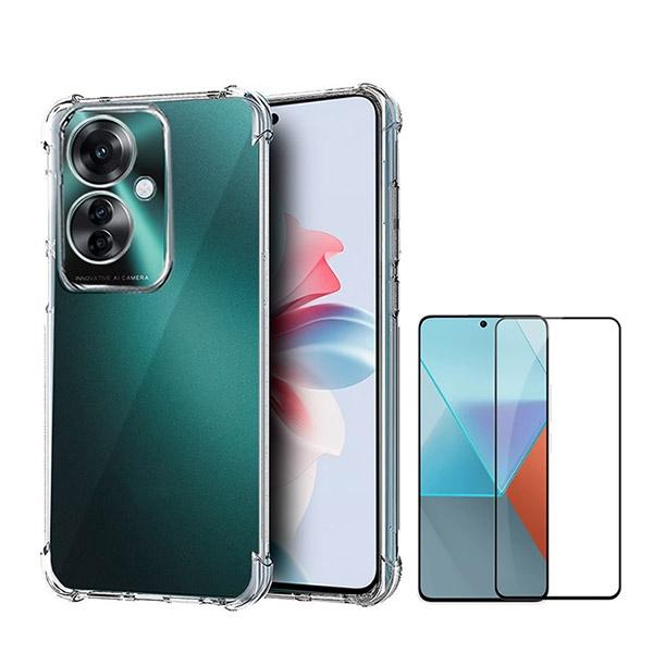 Kit Capa Traseira Super Proteção Transparente + Película de Vidro Temperado GOrilasGlass GIFT4ME para Oppo Reno11 F - Transparente