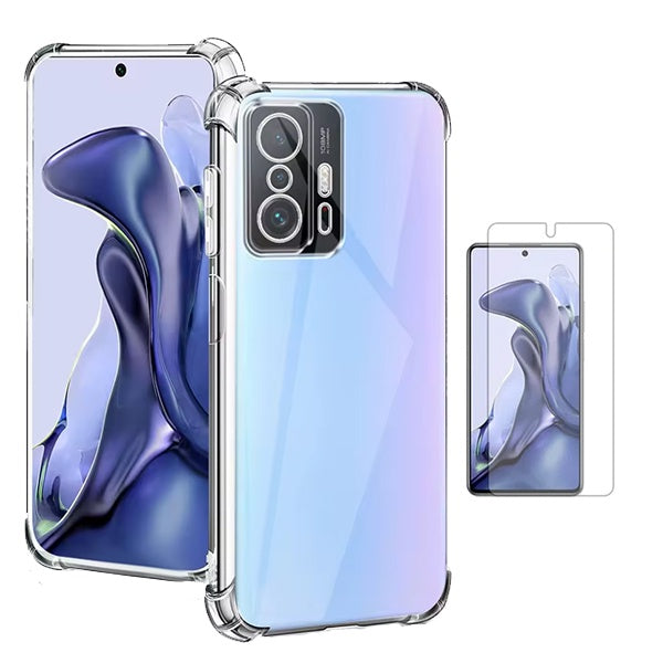 Kit Capa Traseira Super Proteção + Película de Hydrogel Frente Transparente Gift4Me Para Xiaomi 11T - Transparente