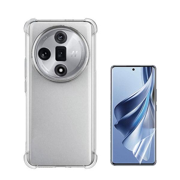 Kit Capa Traseira Super Proteção + Película de Hydrogel Frente Transparente GIFT4ME para Oppo Find X7 - Transparente