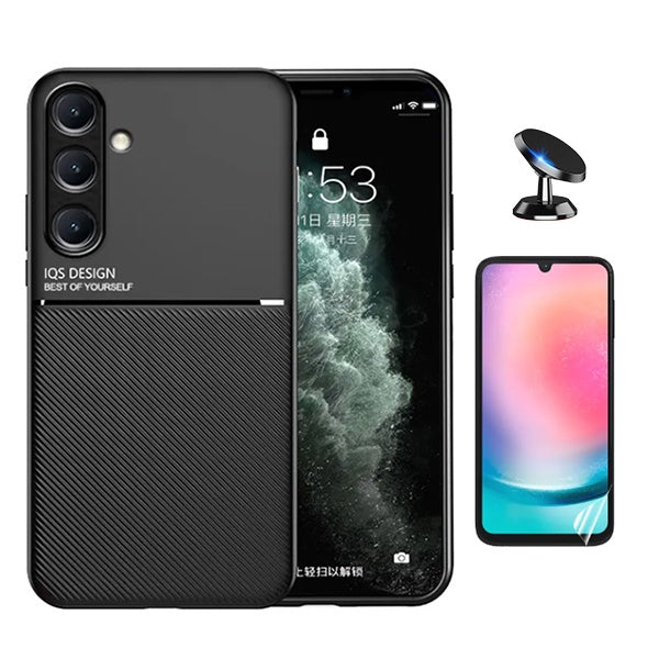 Kit Capa Traseira Magnética Anti Choque + Película Protectora de Hydrogel Frente + GIFT4ME Para Samsung Galaxy A24 4G - Preto