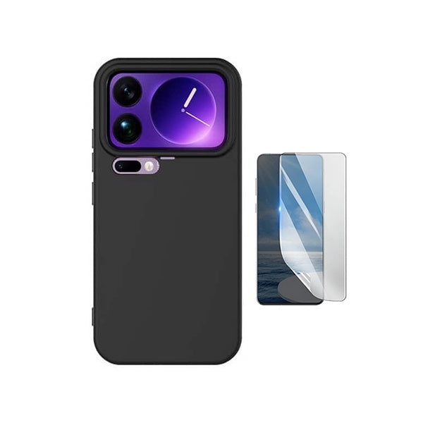 Kit Película Protectora de Hydrogel Frente + Capa Proteção Silicone GIFT4ME Para Xiaomi 17 Pro Max 5G - Preto
