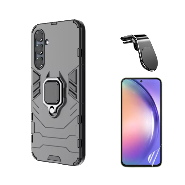 Kit Película Protectora de Hydrogel Frente + Capa de Proteção Militar Magnética + Suporte de Carro Magnético L GIFT4ME Para Samsung Galaxy A26 5G - Preto