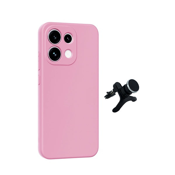 Kit Suporte Magnético Com Pernas + Capa Proteção Silicone GIFT4ME Para Oppo Reno16 FS 5G - Rosa