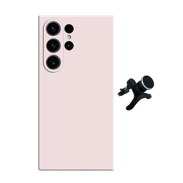 Kit Suporte Magnético Com Pernas + Capa Proteção Silicone Gift4Me Para Samsung Galaxy S25 Ultra - Rosa