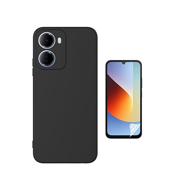 Kit Película Protectora de Hydrogel Frente + Capa Proteção Silicone GIFT4ME Para Xiaomi Redmi 15a - Preto