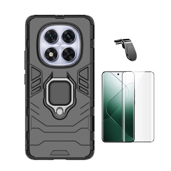 Kit Película de Vidro Temperado Gorilasglass + Capa de Proteção Militar Magnética + Suporte de Carro Magnético L GIFT4ME Para Xiaomi Poco X7 - Preto