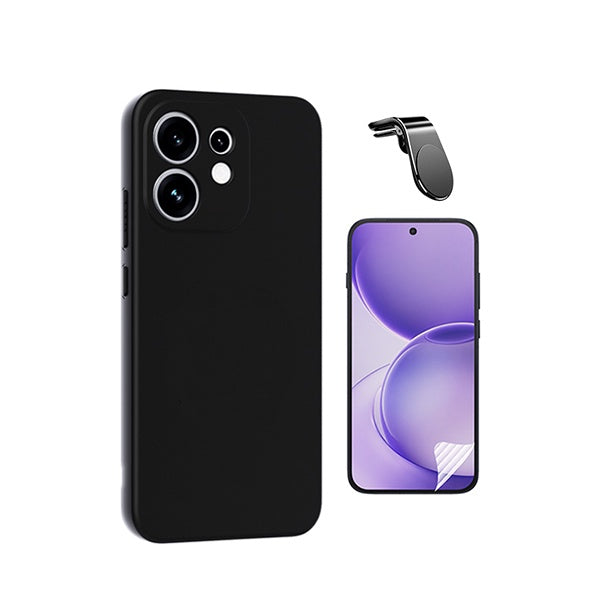 Kit Película Protectora de Hydrogel Frente + Capa Proteção Silicone + Suporte Magnético L GIFT4ME Para Oppo Reno16 - Preto