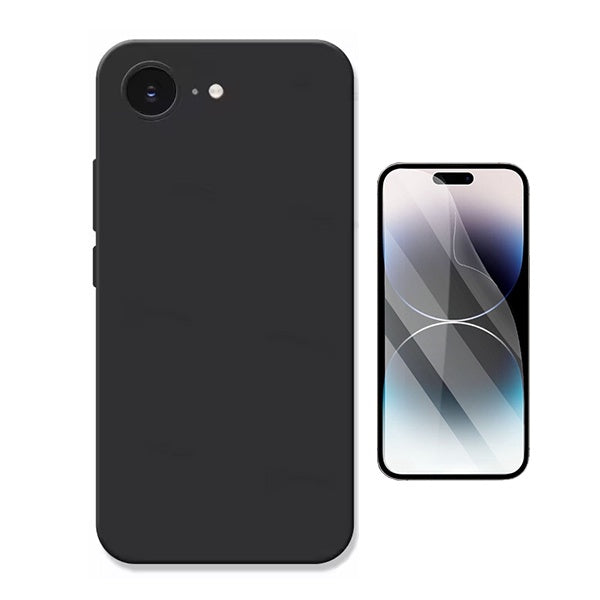 Kit Película Protectora de Hydrogel Frente + Capa Proteção Silicone GIFT4ME Para Apple iPhone 16e - Preto