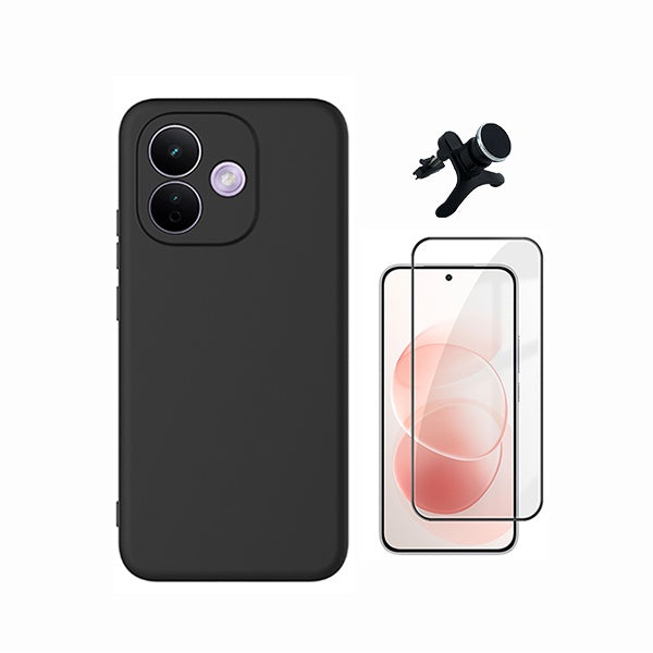 Kit Película de Vidro Temperado Gorilasglass + Capa Proteção Silicone + Suporte Reforçado de Carro GIFT4ME Para Xiaomi Redmi Note 17 Pro 5G - Preto