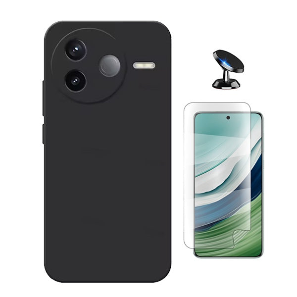 Kit Película Protectora de Hydrogel Frente + Capa Proteção Silicone + Suporte Magnético GIFT4ME Para Xiaomi Poco F7 Ultra - Preto