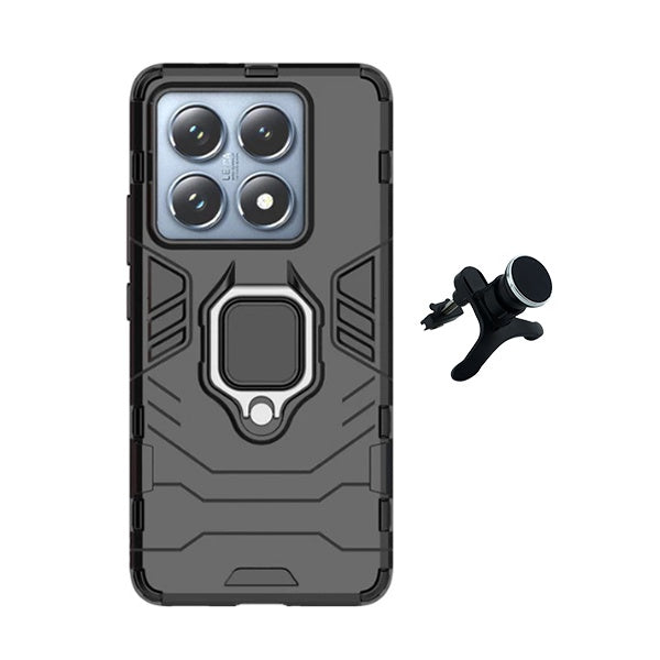 Kit Suporte Magnético Com Pernas + Capa de Proteção Militar Magnética Gift4Me Para Xiaomi 14T - Preto